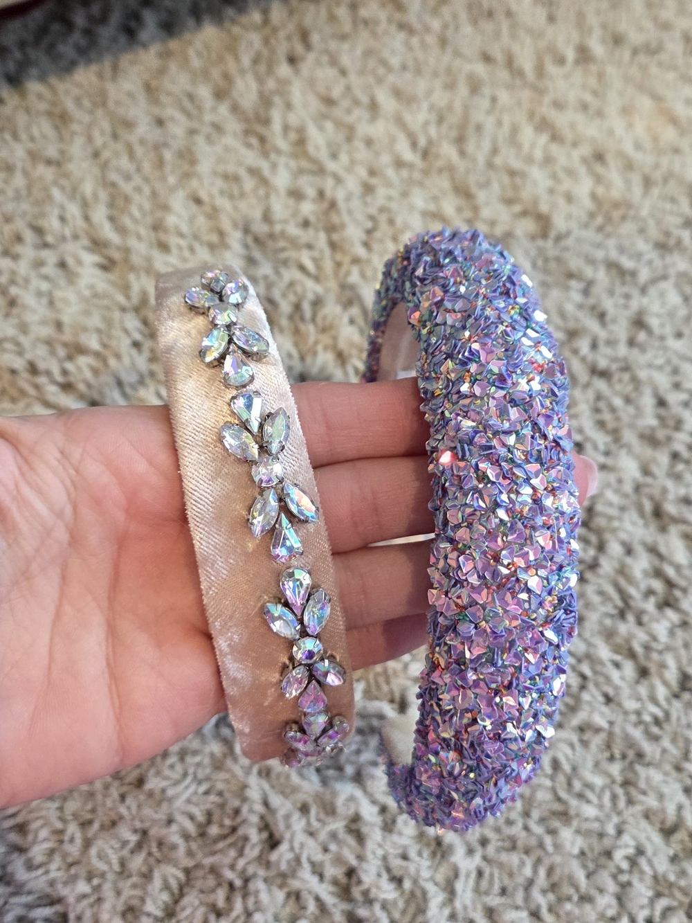 Amazon Kids Velvet and Crystal Headband Set - Lilac and Iridescent
